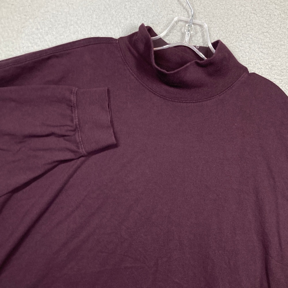 G.H. Bass & Co. Mock Neck Shirt Mens XXL‎ Burgundy Cotton Long Sleeve Tee